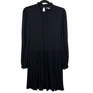 Boden Dress Womens 8R Black Long‎ Sleeve Soft Knit Ruffle Trim Stretch Pockets